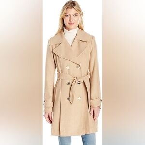Jessica Simpson Tan Wool Blend Belted Coat Wrap Peacoat Double Breasted BNWT XL